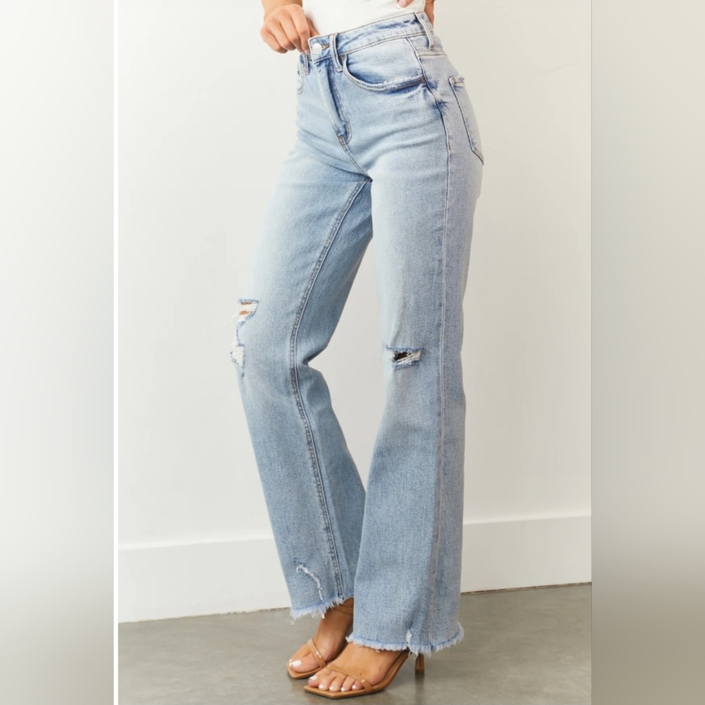 Vervet 90's Vintage Straight Wide Leg Light Wash Jeans Plus 14 16 18 20 - Picture 4 of 15